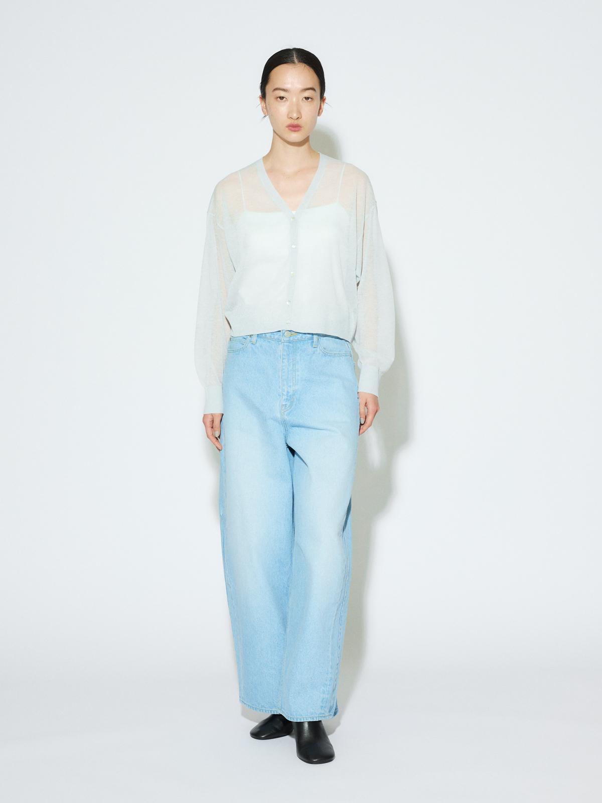 MIDIUMISOLID for Ladies シアーVネックショートカーディガン