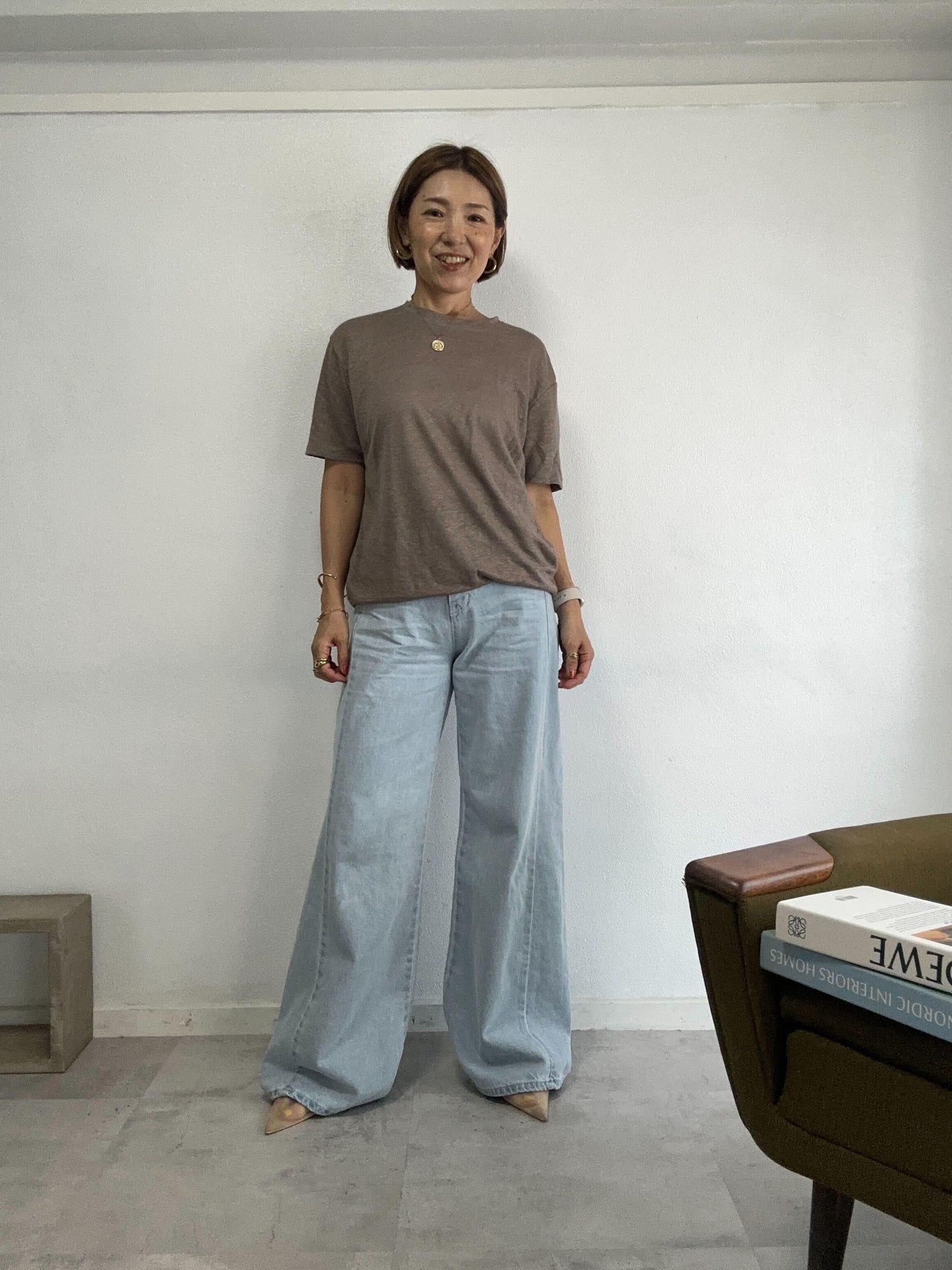 サイドシーム切り替えワイドデニム