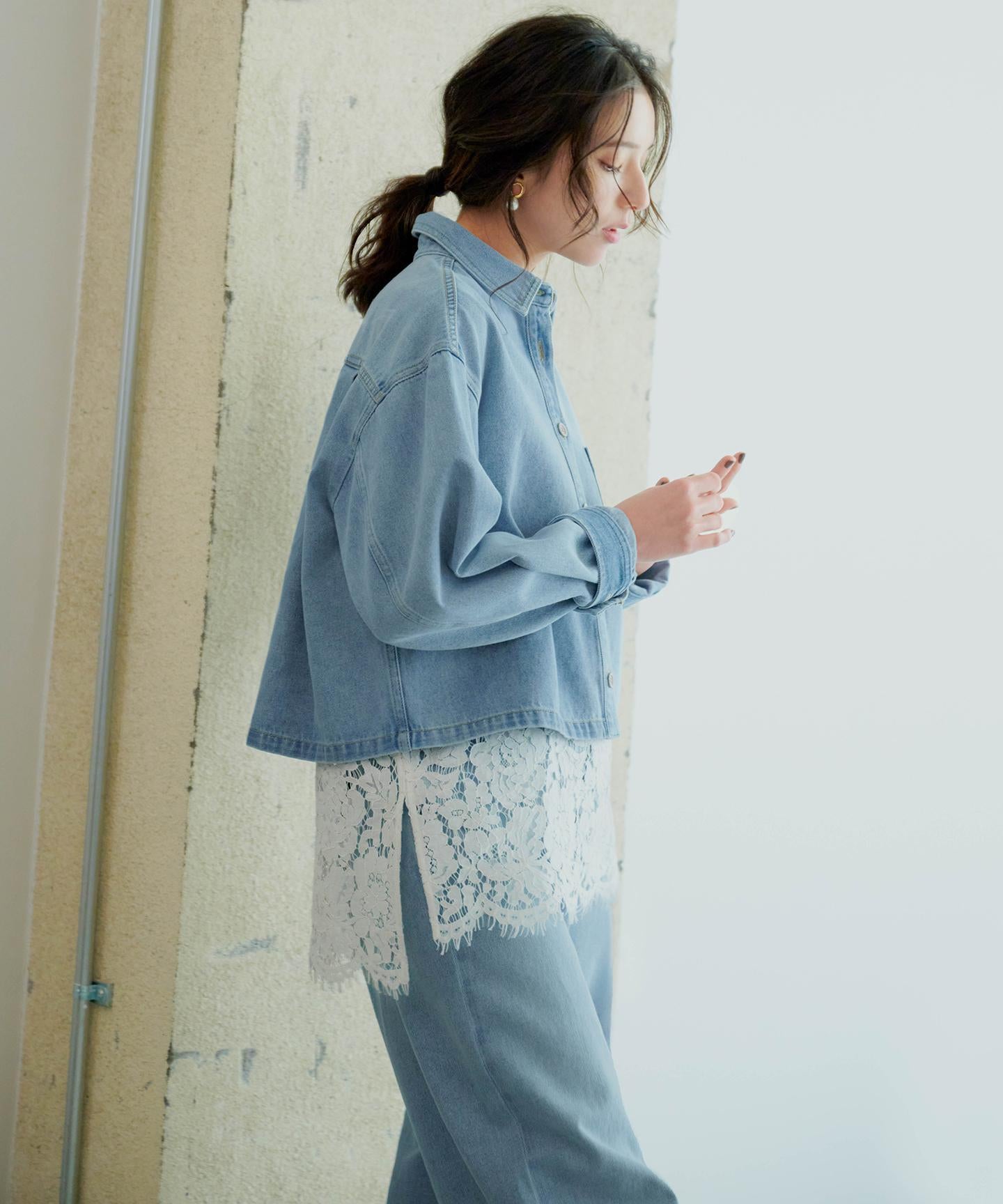 LIGHT DENIM バレルワイド パンツ