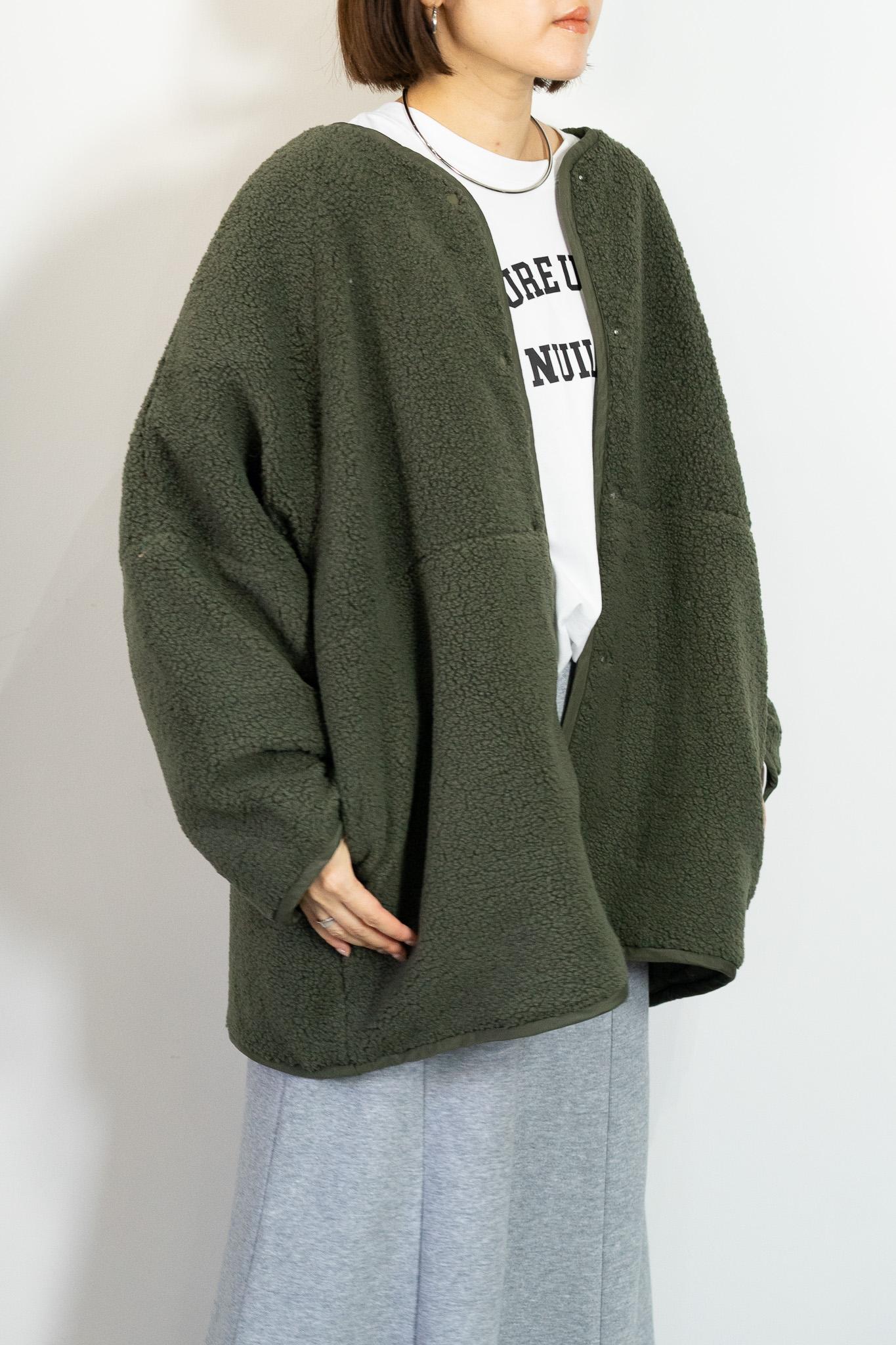 リバーシブルボアキルティングノーカラーアウター