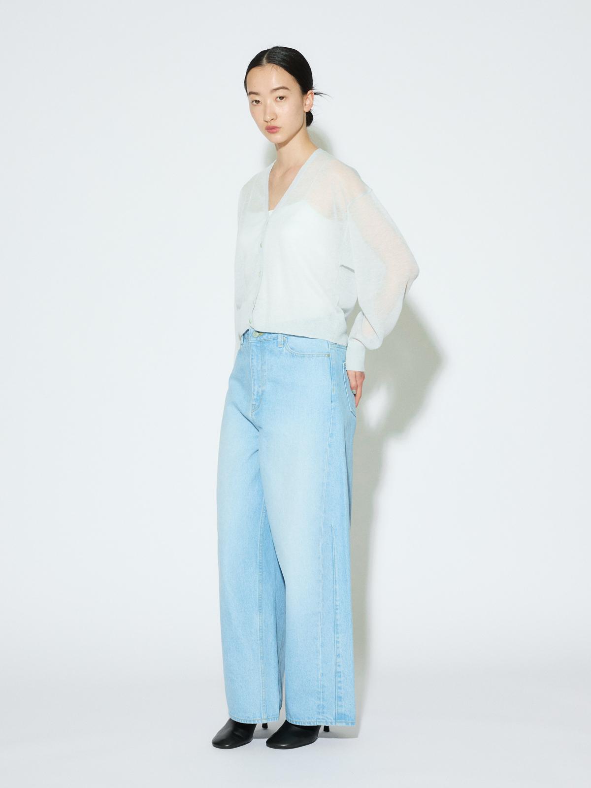 MIDIUMISOLID for Ladies シアーVネックショートカーディガン