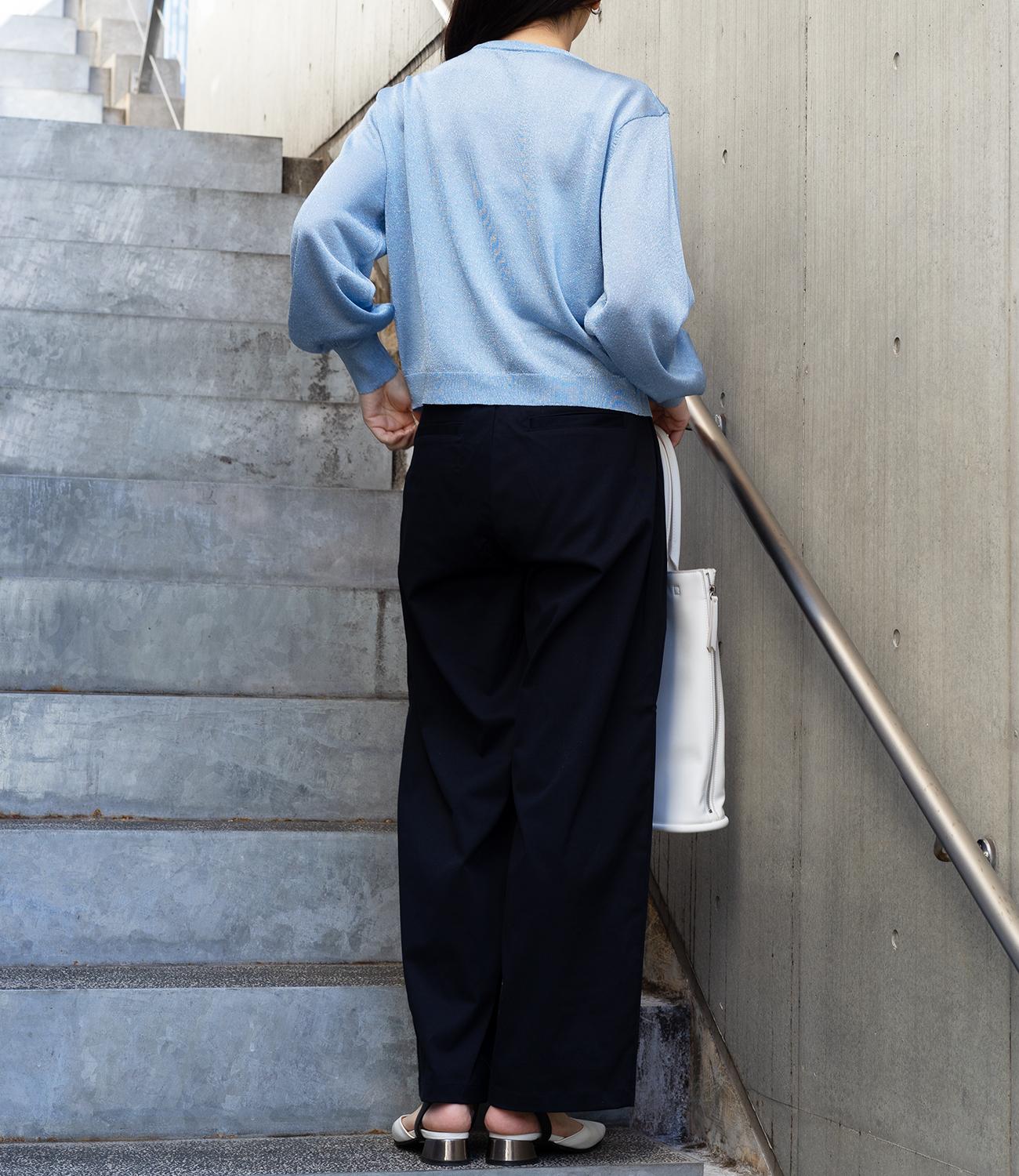 ベルト付きハイウエストストレートパンツ