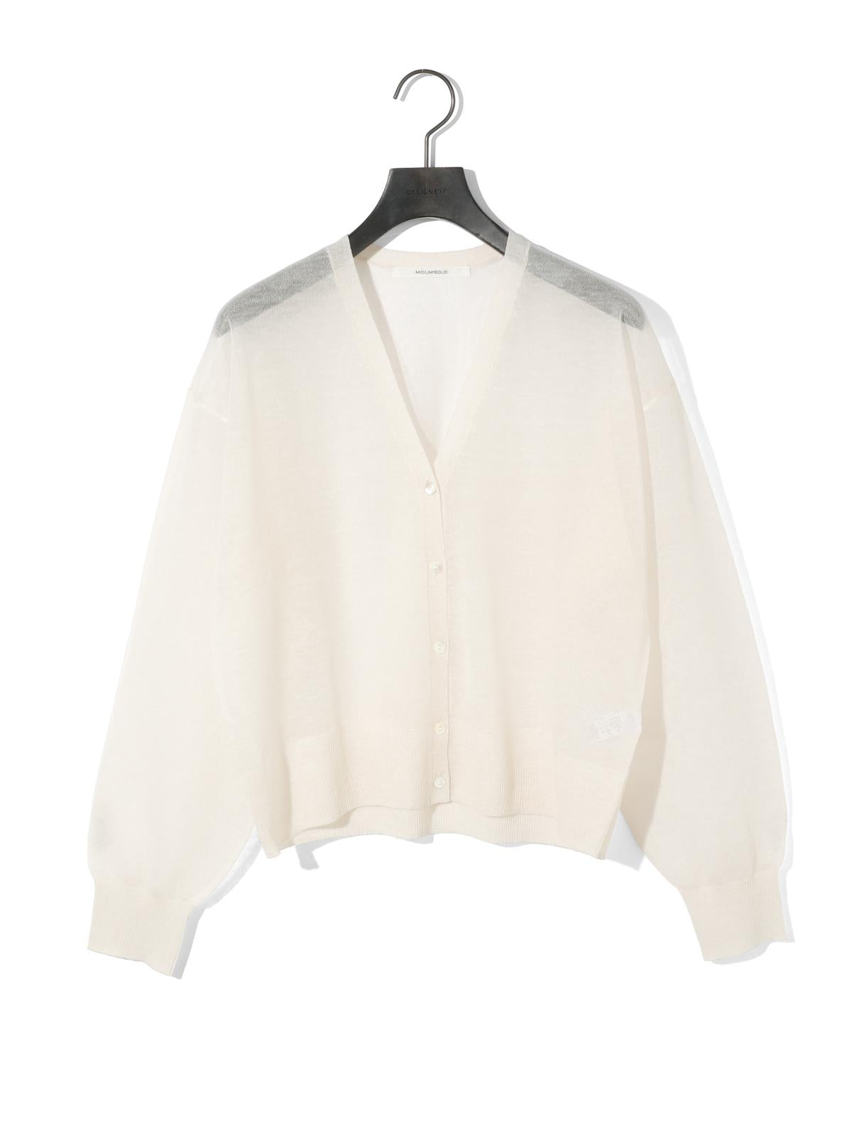 MIDIUMISOLID for Ladies シアーVネックショートカーディガン
