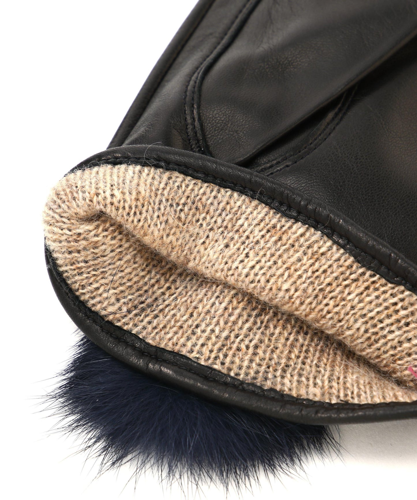 ファー×レザーグローブ