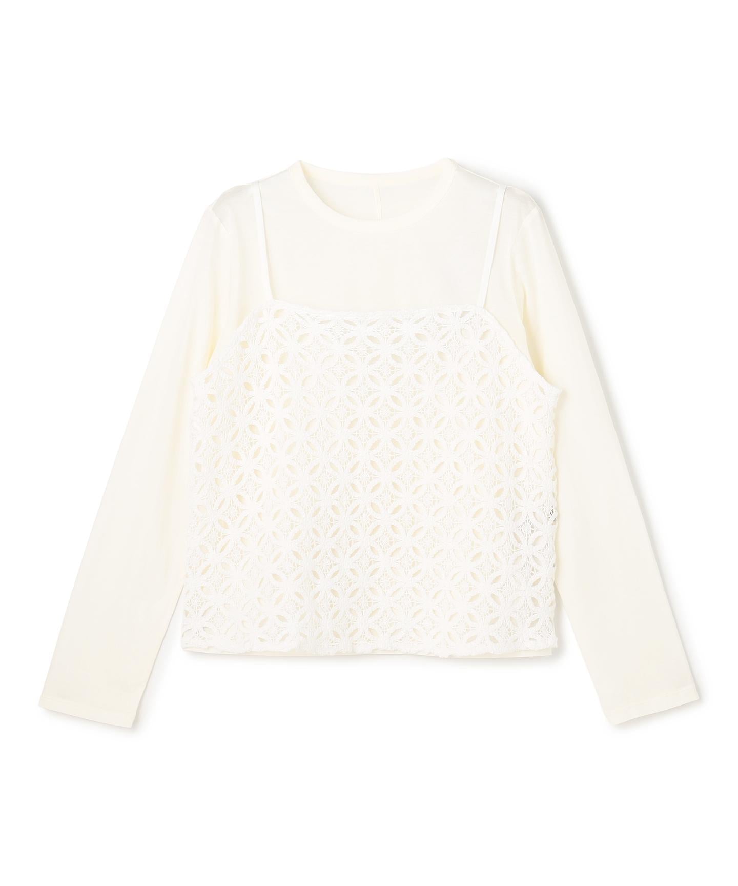 ラッセルレース キャミレイヤード Tシャツ