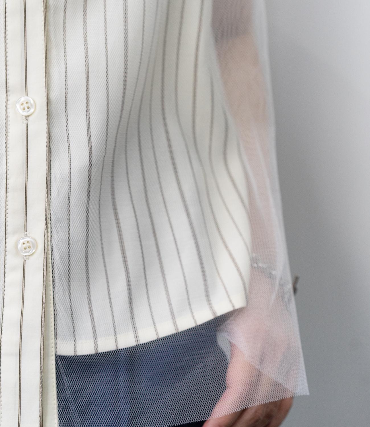 チュールレイヤードノースリーブブラウス