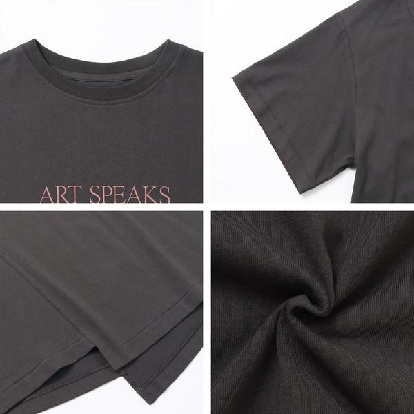 USAコットンアシンメトリーレタリングTシャツ
