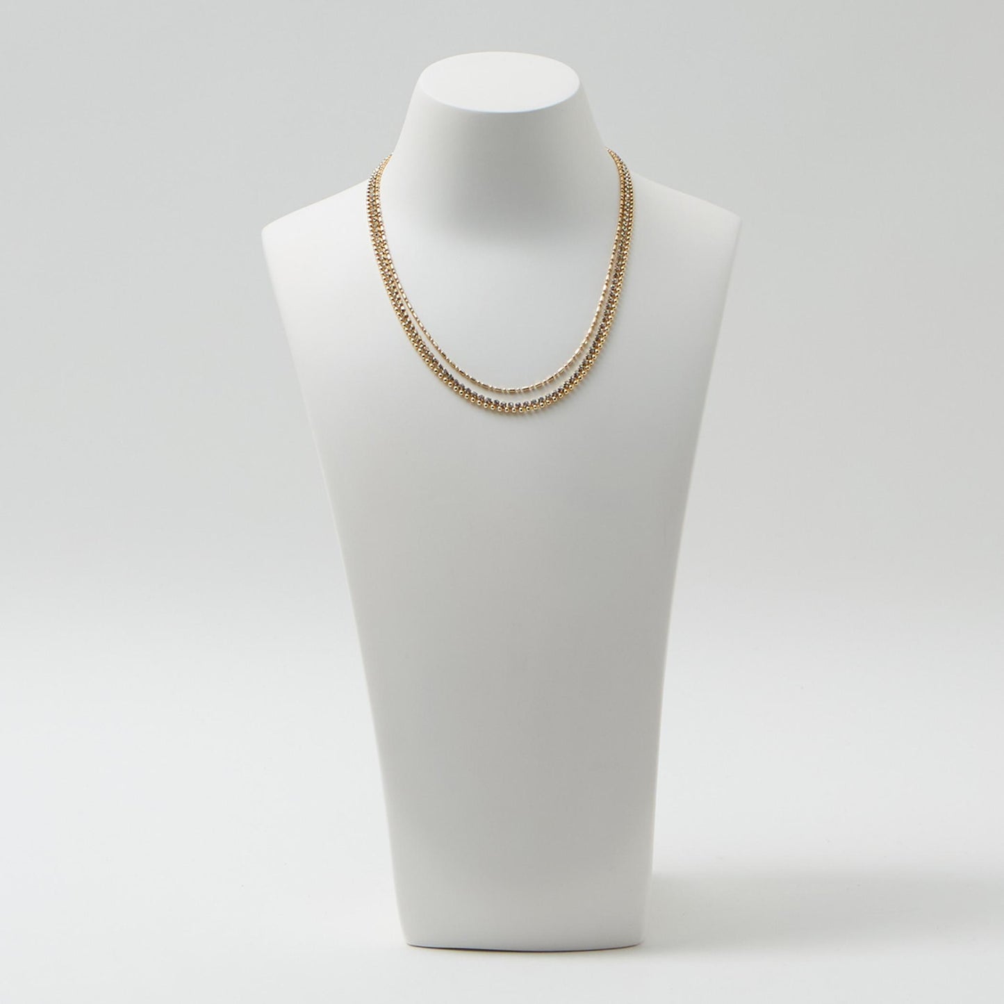 ガラス×チェーン 3連 ネックレス