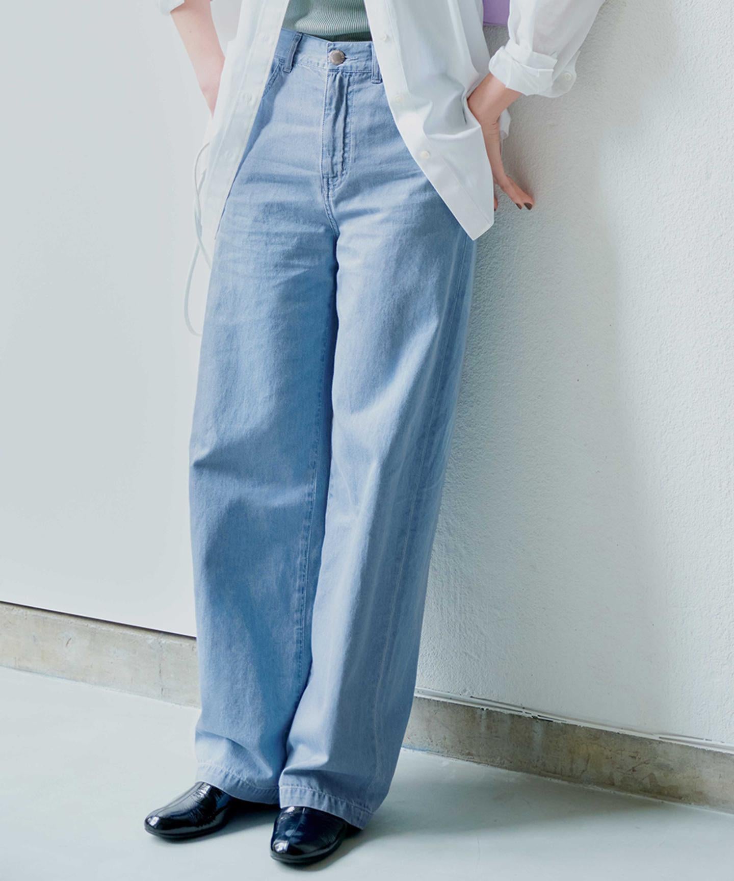 ライトダンガリー ワイドパンツ