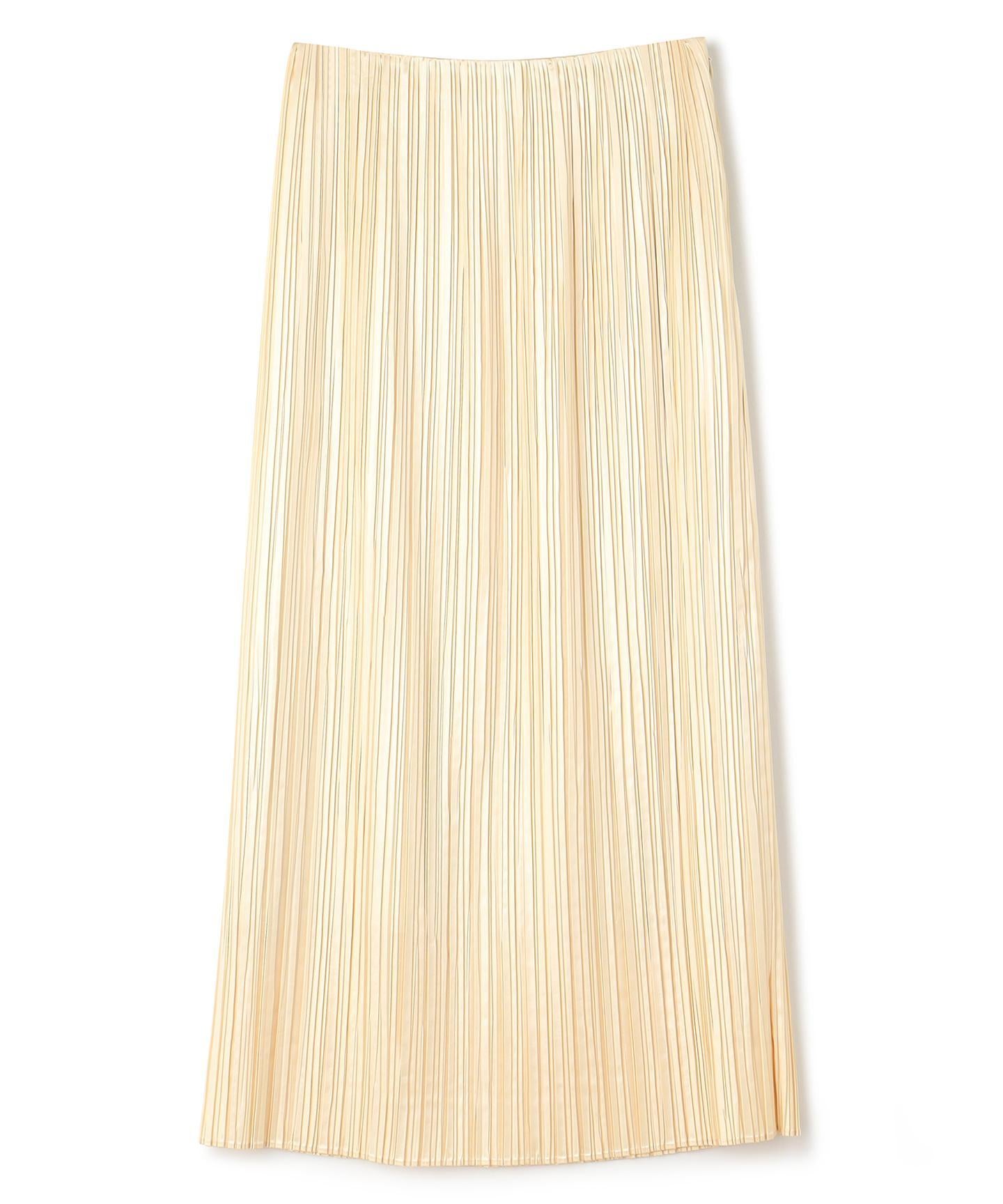 レザー ライク サテン プリーツスカート(uncrave WHITE)