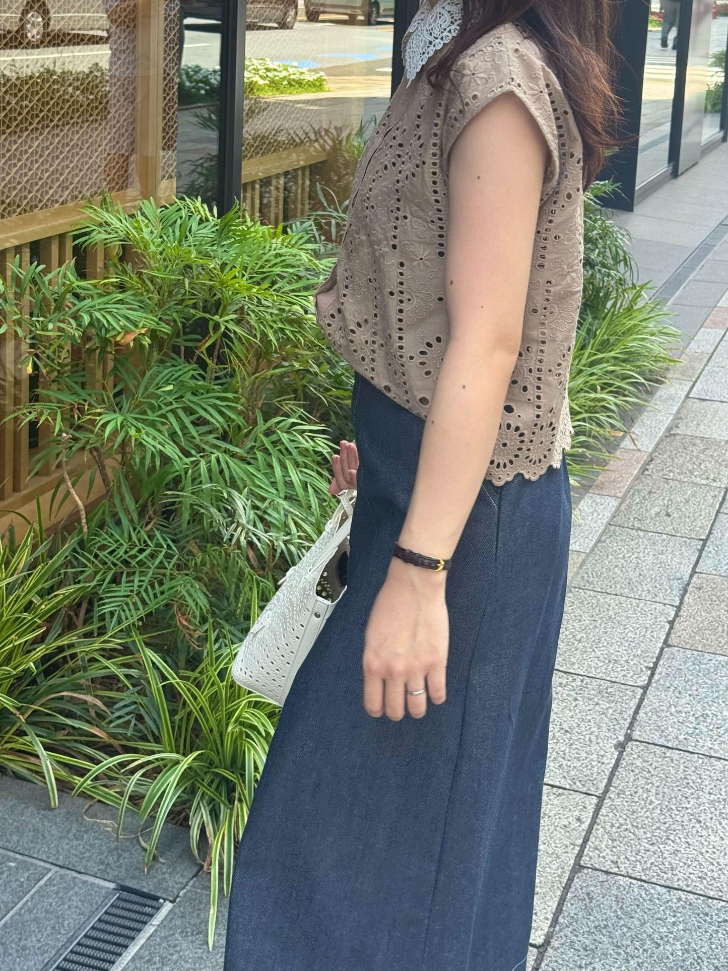 総レースシャツブラウス