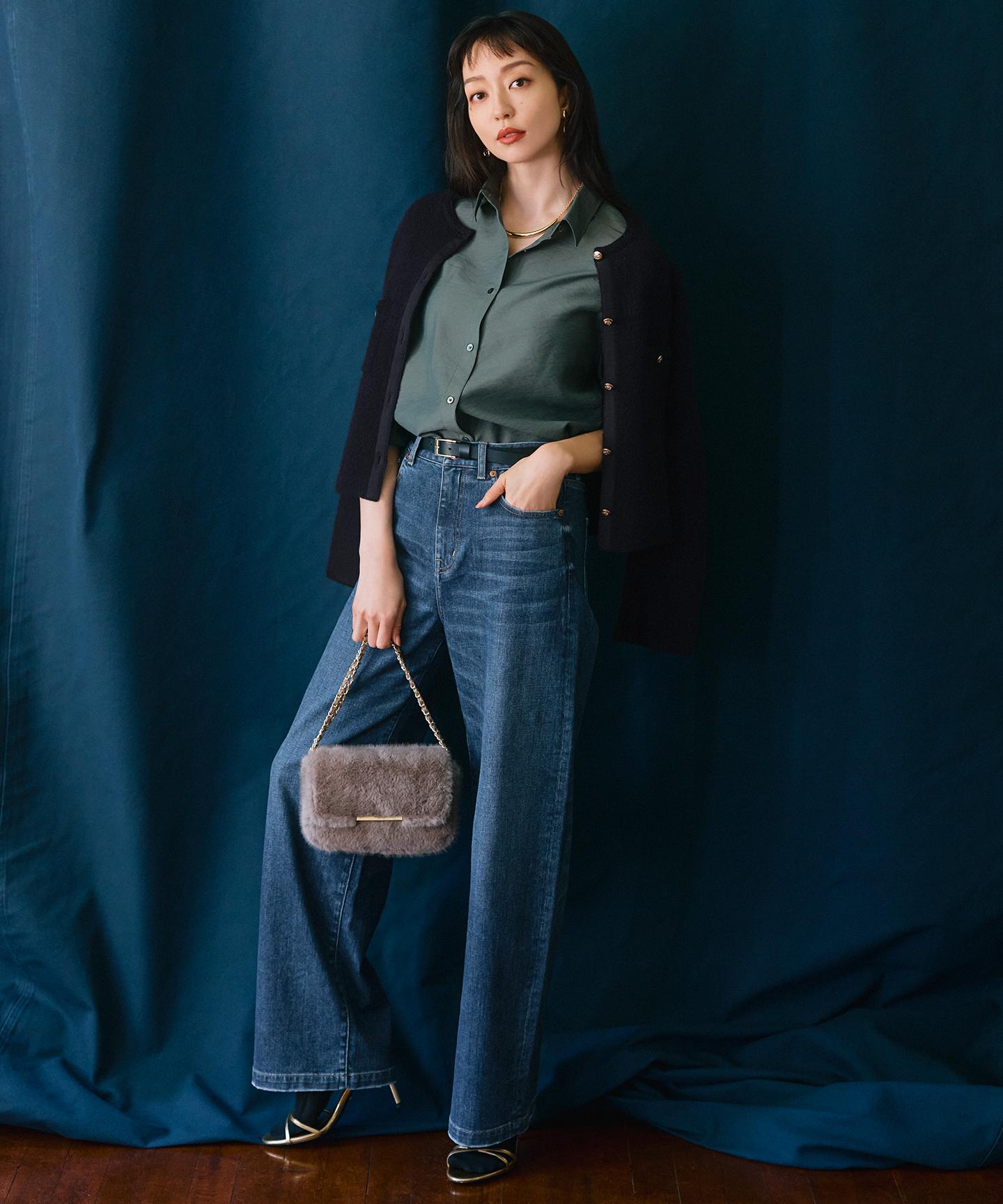 23区DENIM ストレッチ ワイドパンツ