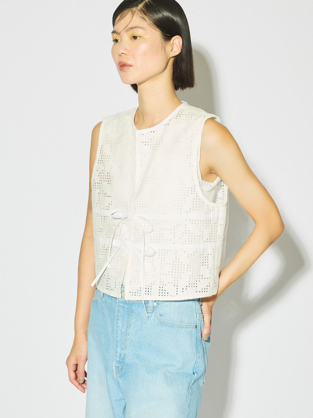 MIDIUMISOLID for Ladies レースショートベスト