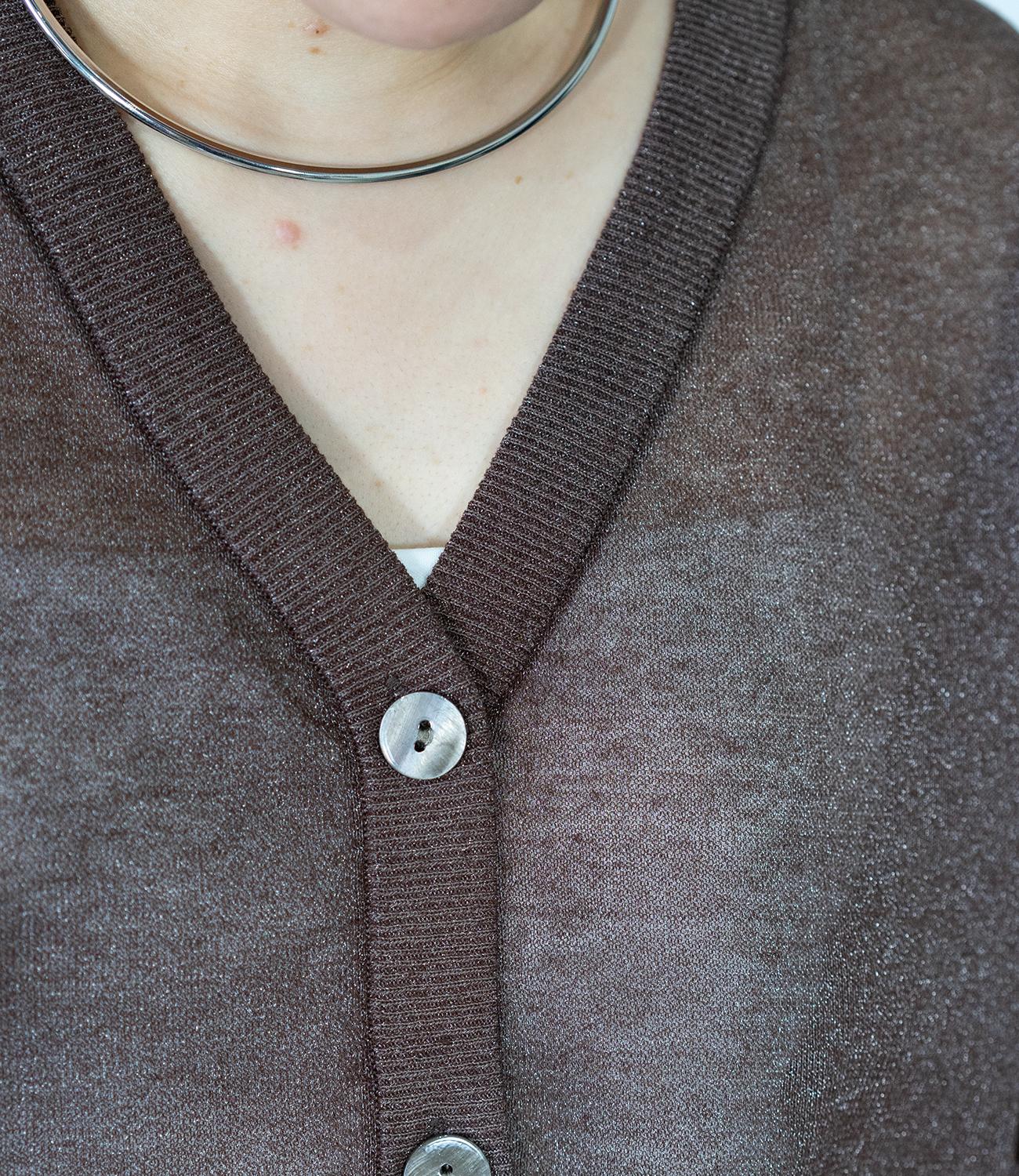 シアーラメバイカラーカーディガン