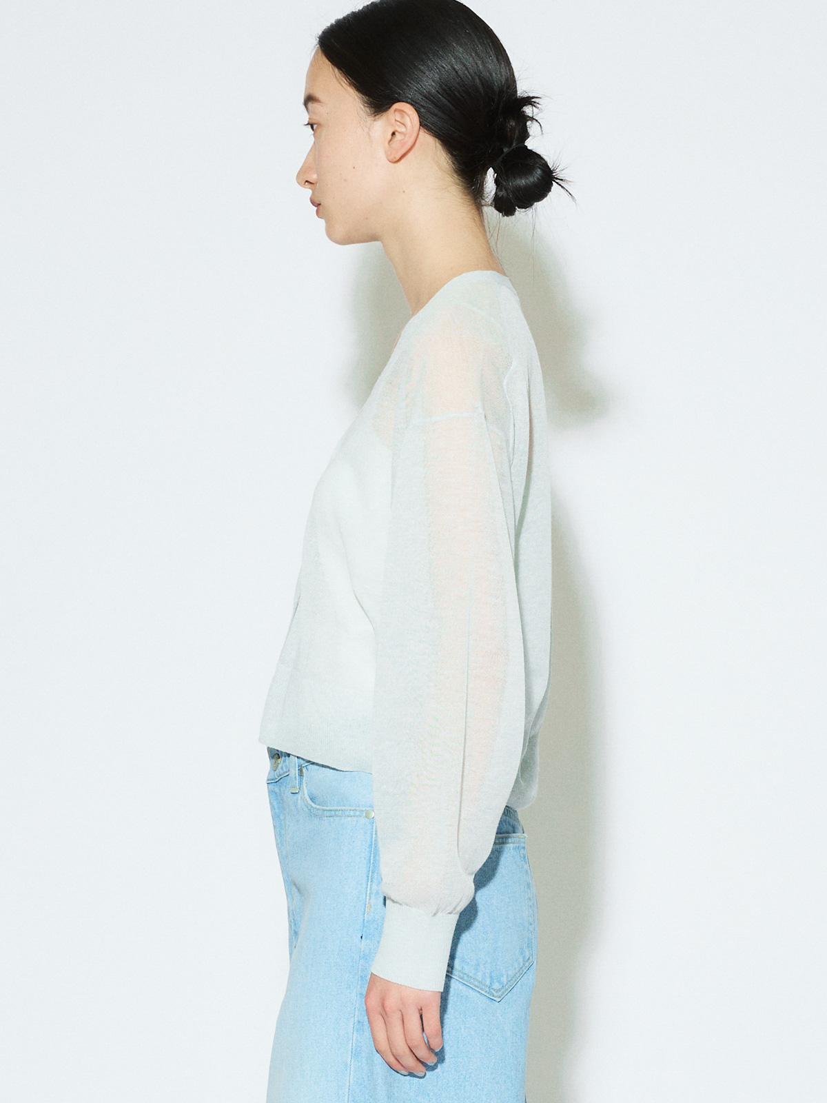 MIDIUMISOLID for Ladies シアーVネックショートカーディガン