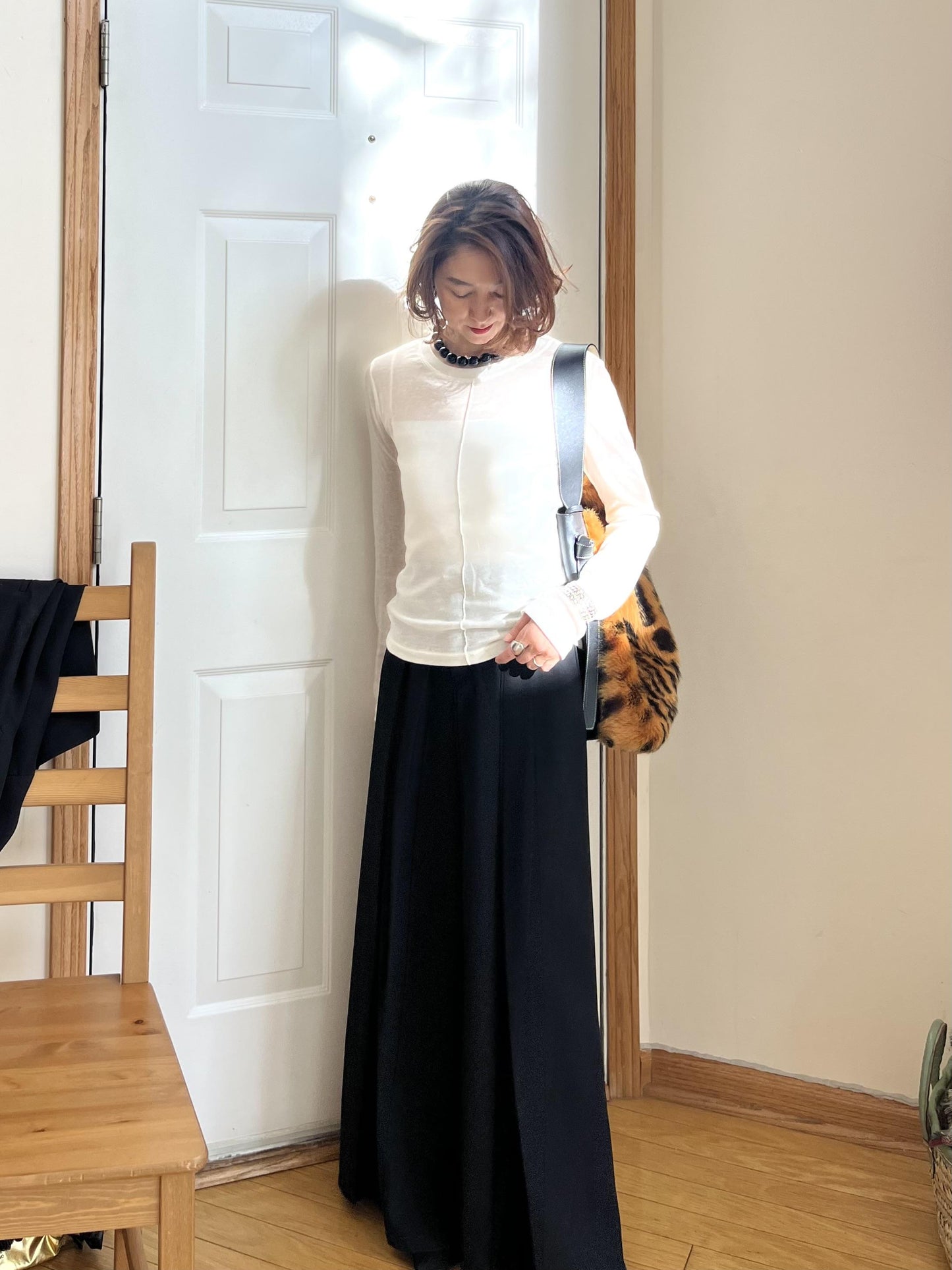 ウール混シアーTシャツ