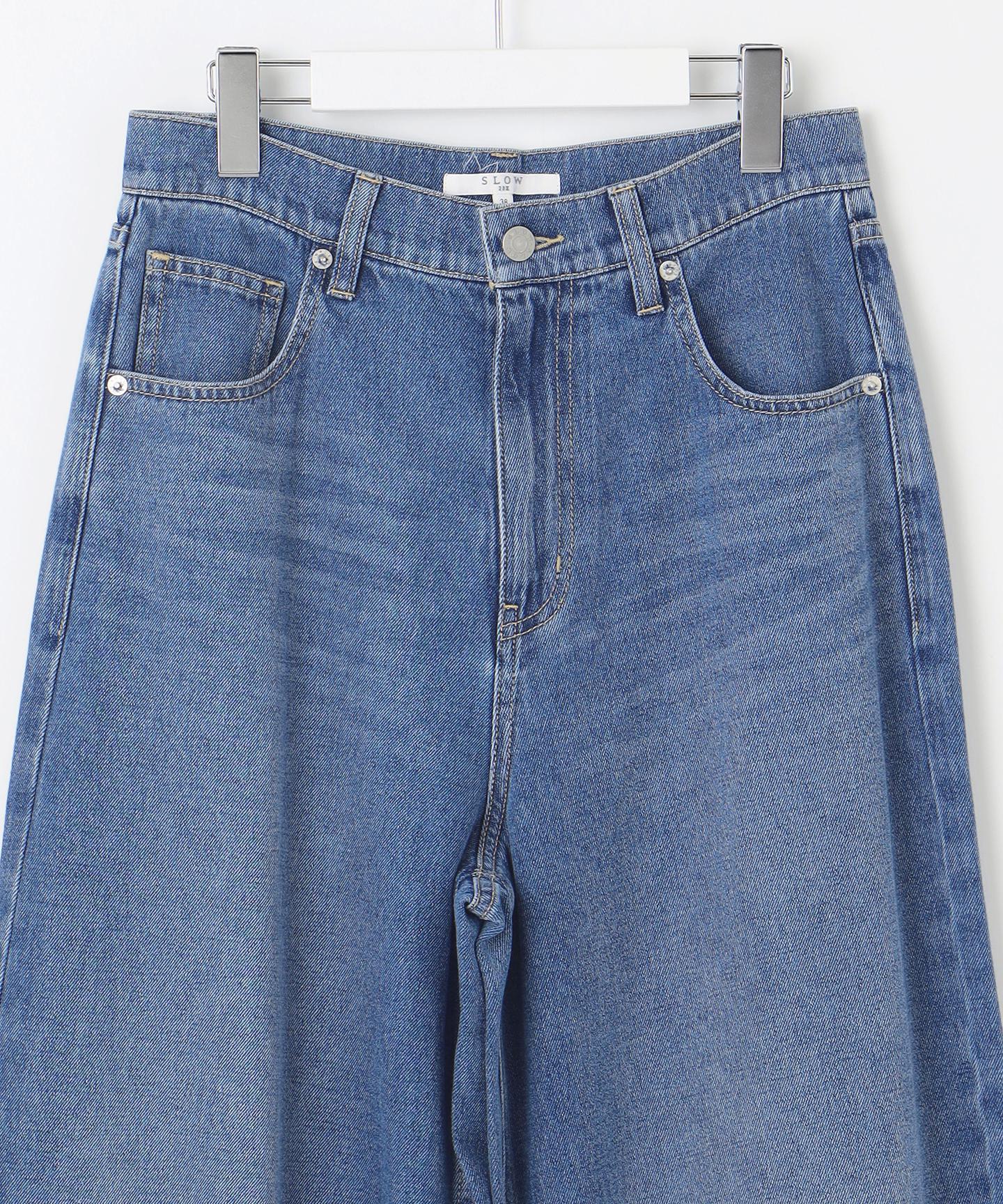 LIGHT DENIM バレルワイド パンツ