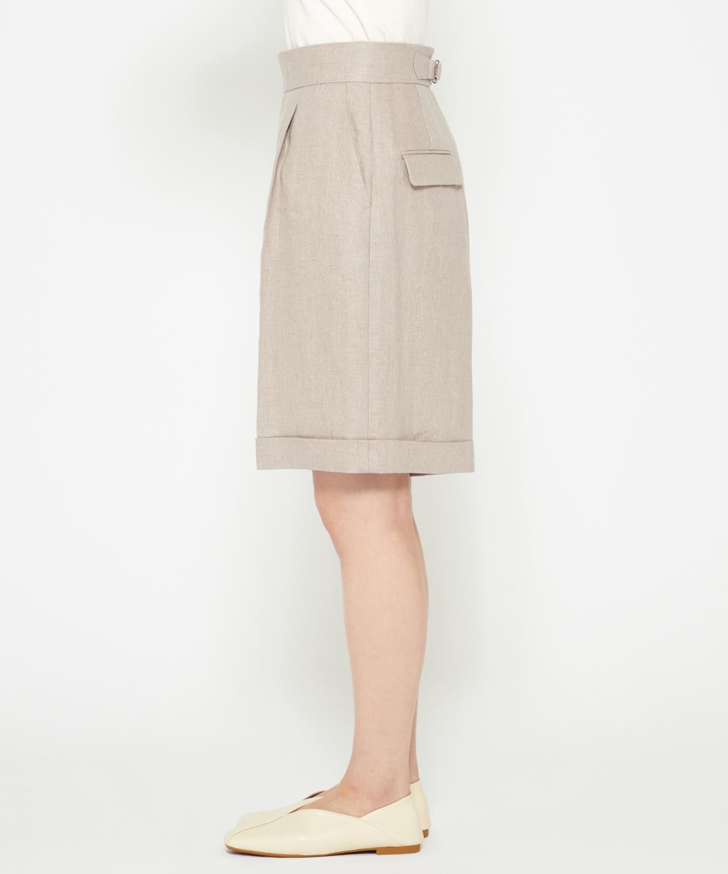 ヘリンボーン リネン ショートパンツ(uncrave WHITE)