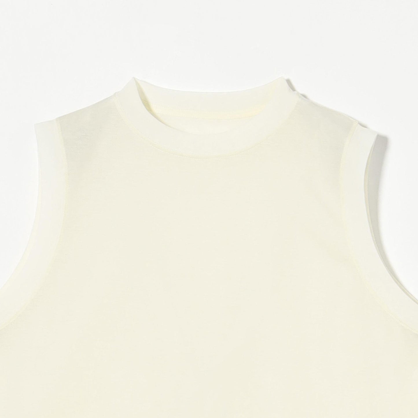 コットンナイロン クルーネック ノースリーブ Tシャツ