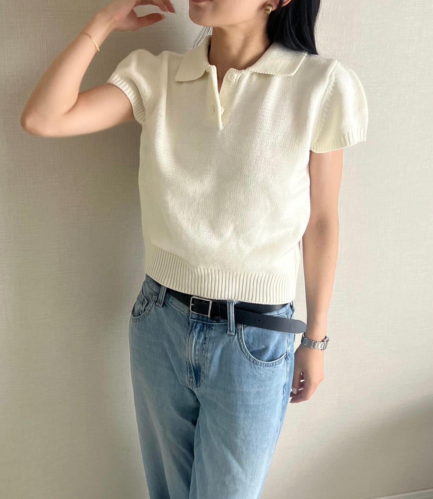 襟付きニットポロ