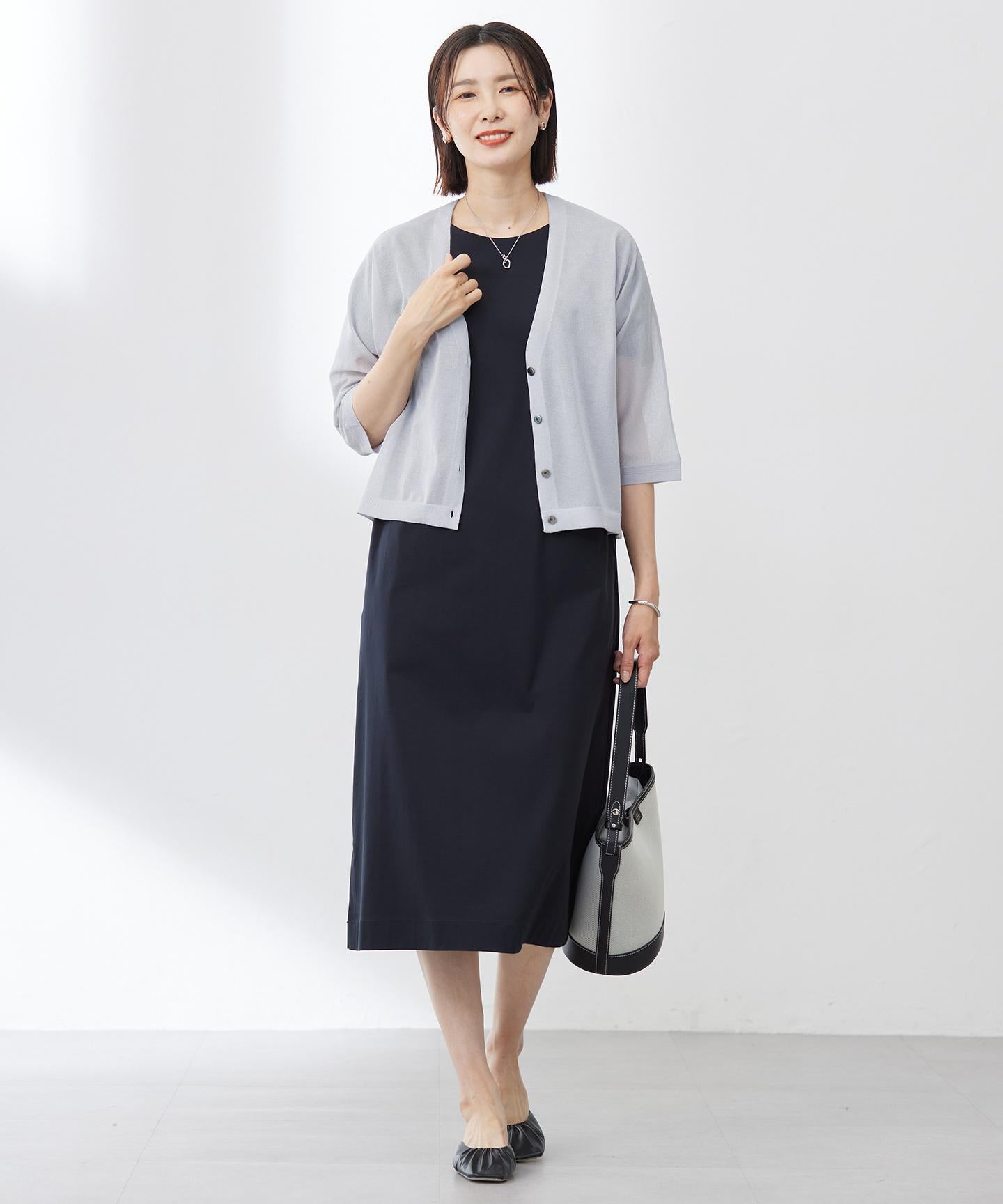 SHEER LIGHT KNIT Vネック カーディガン