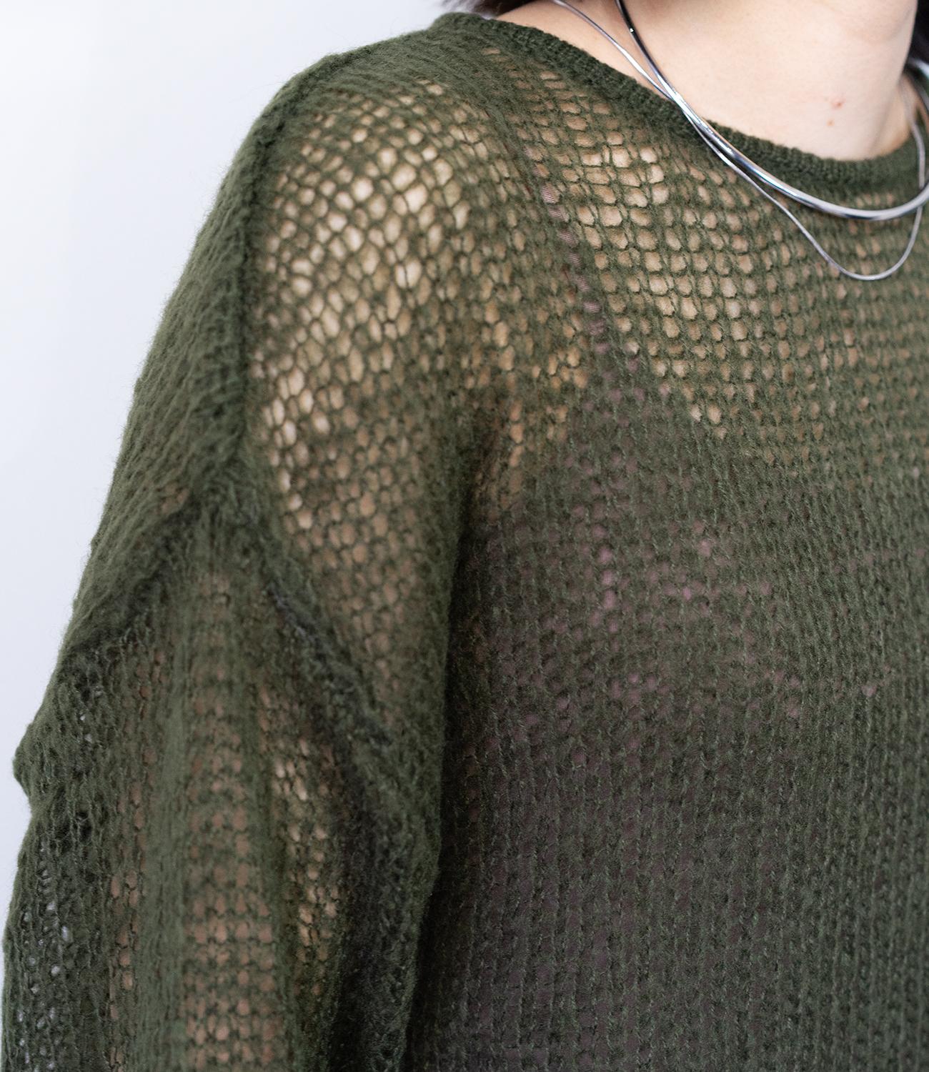 メッシュニットトップス