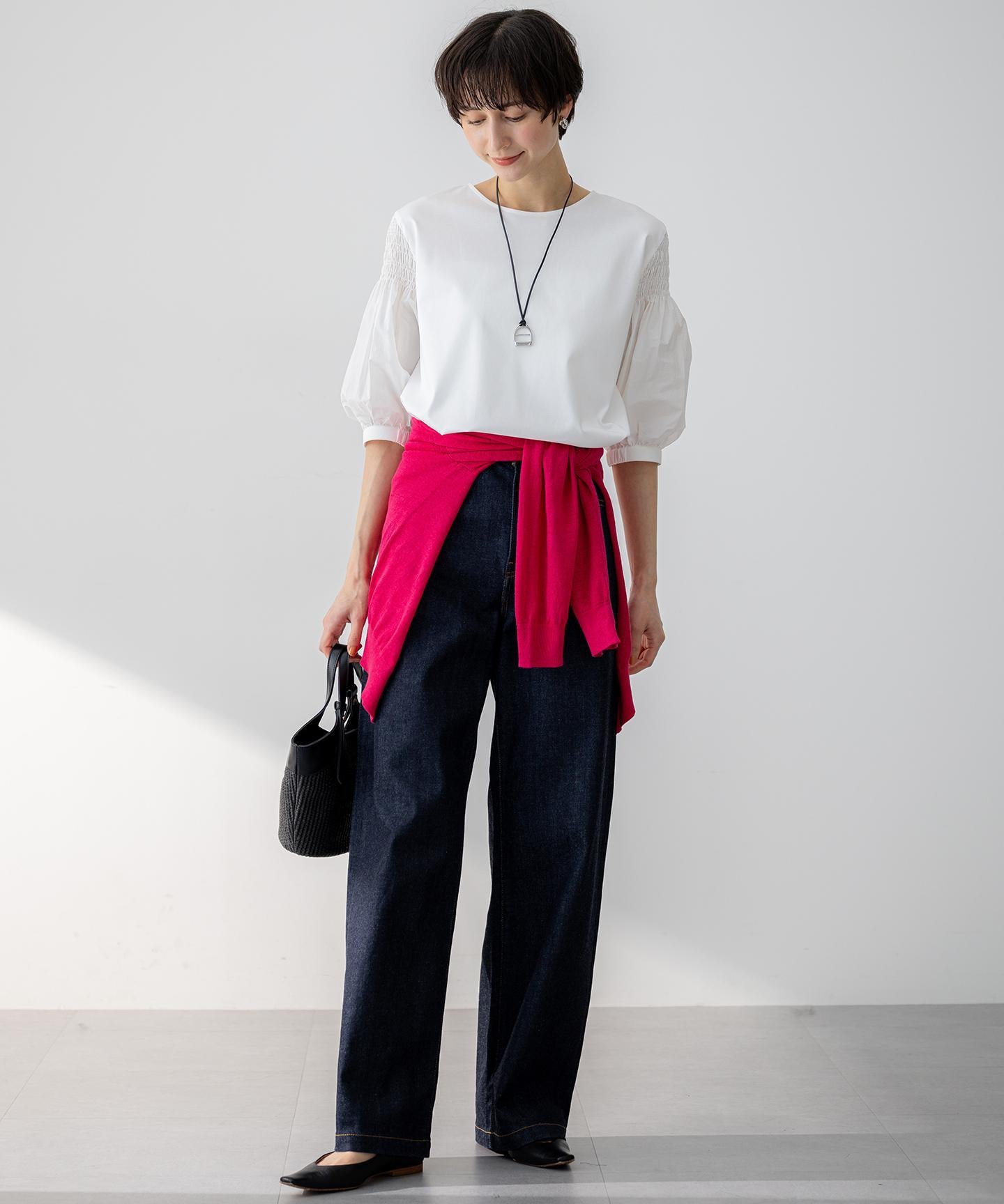 23区DENIM ストレッチ ワイドパンツ