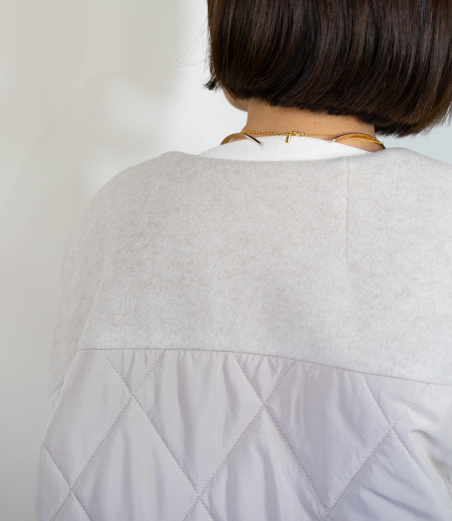 メランジ切替ノーカラーコート