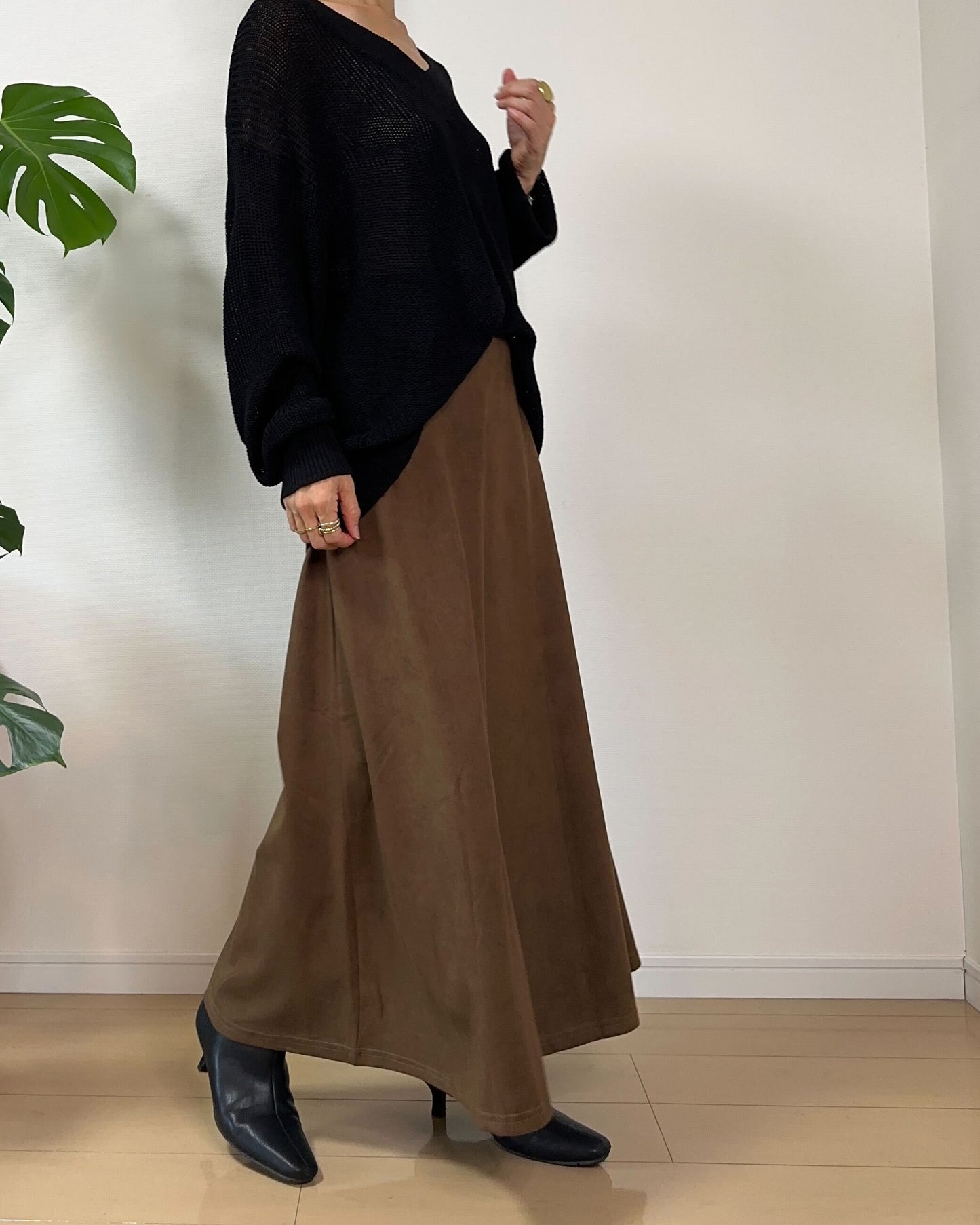 フェイクスエードフレアスカート