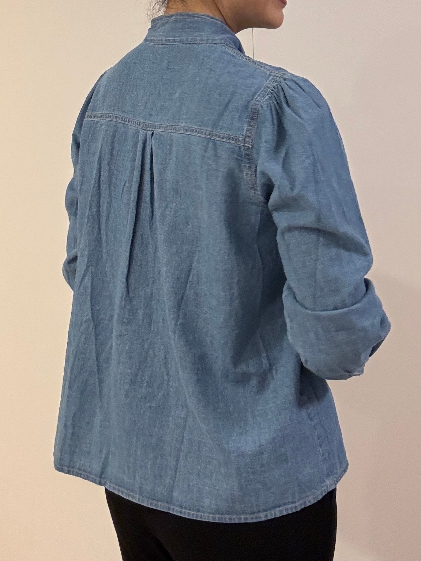 デニム リボンタイブラウス