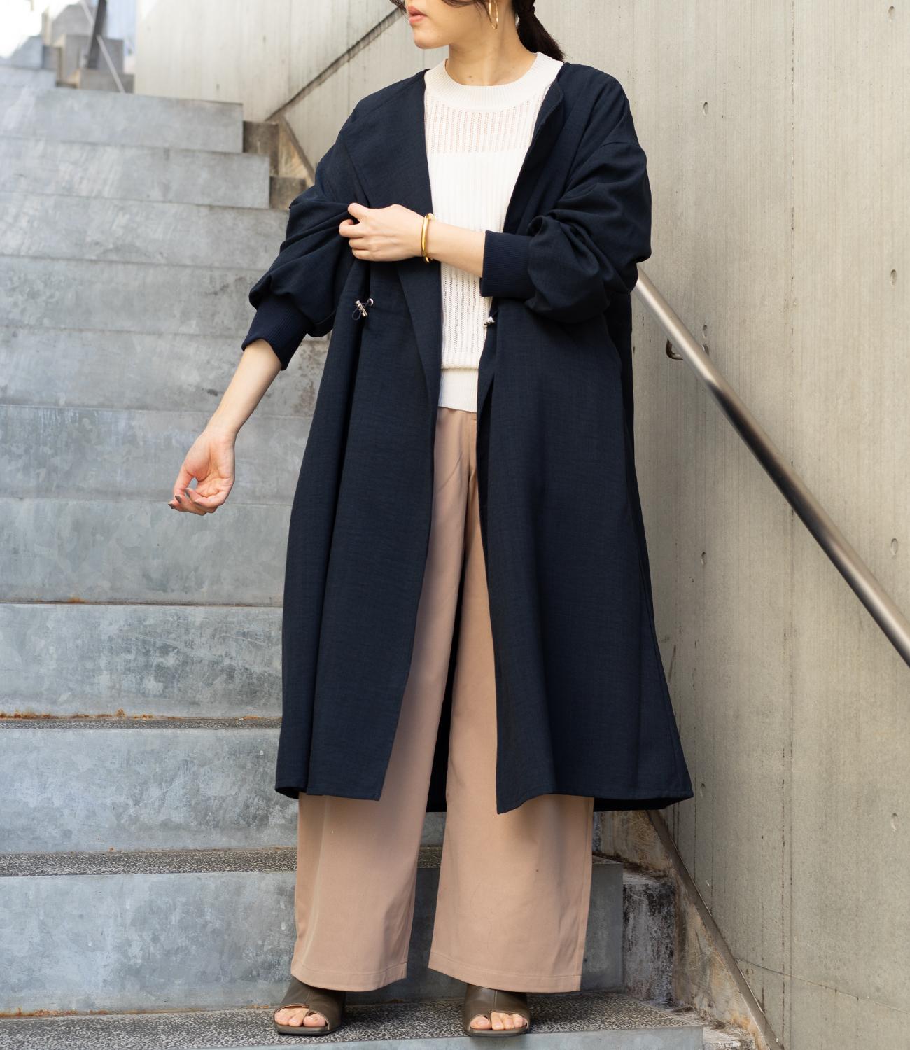 ベルト付きハイウエストストレートパンツ