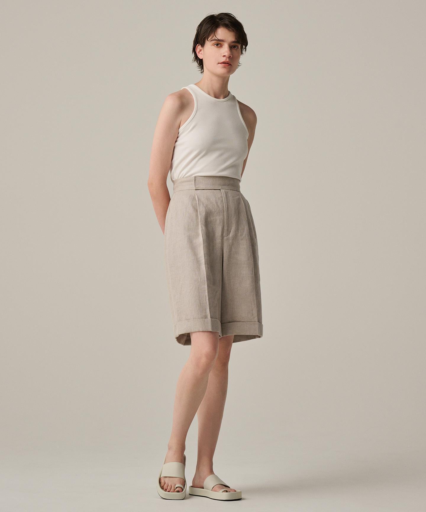ヘリンボーン リネン ショートパンツ(uncrave WHITE)