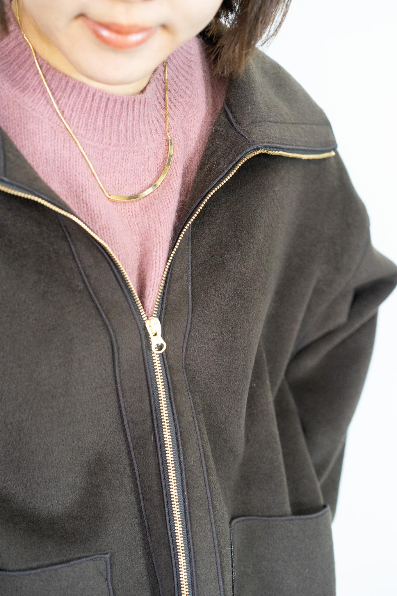 ニットパイルステンカラーコート