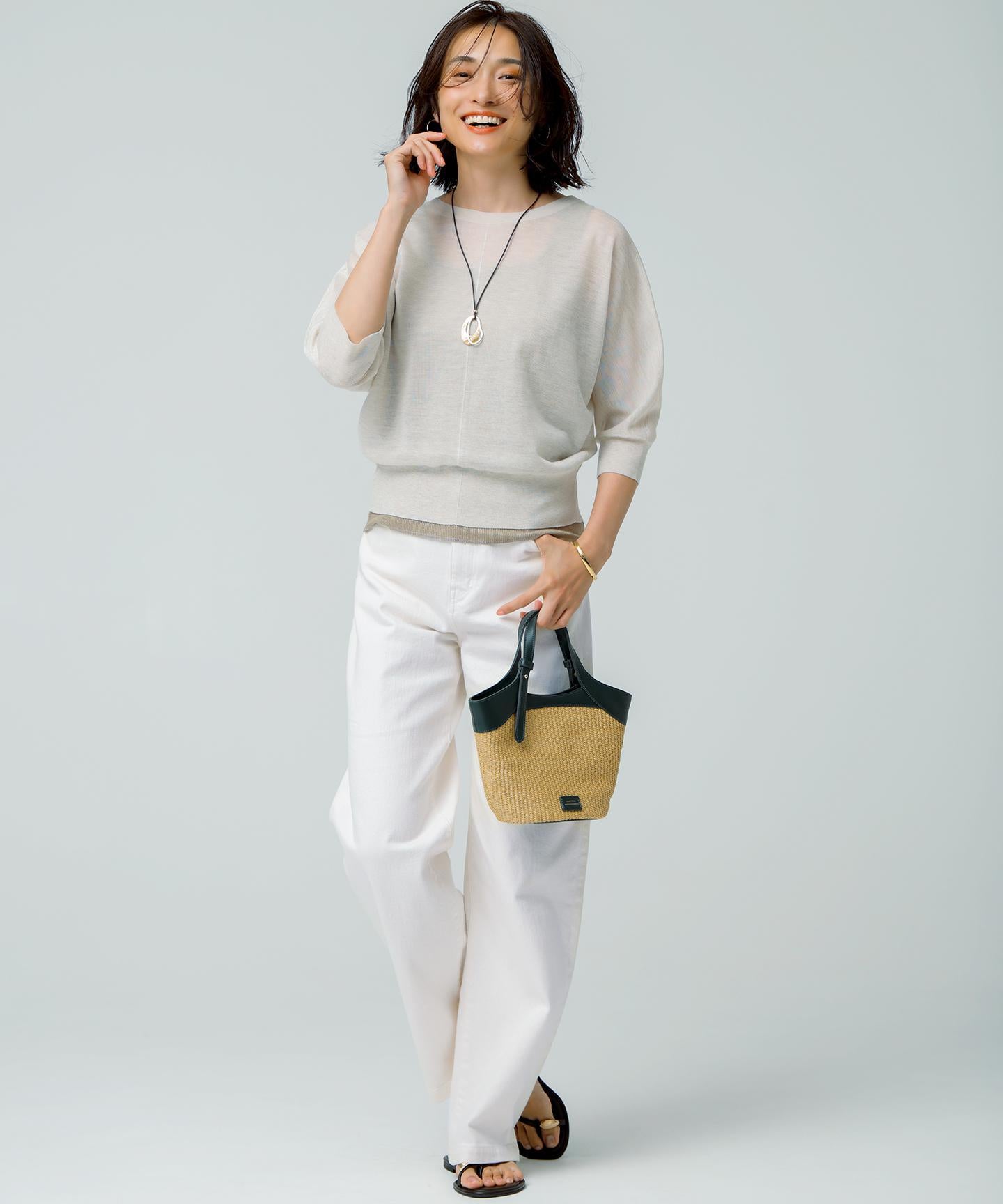 23区DENIM ストレッチ ワイドパンツ