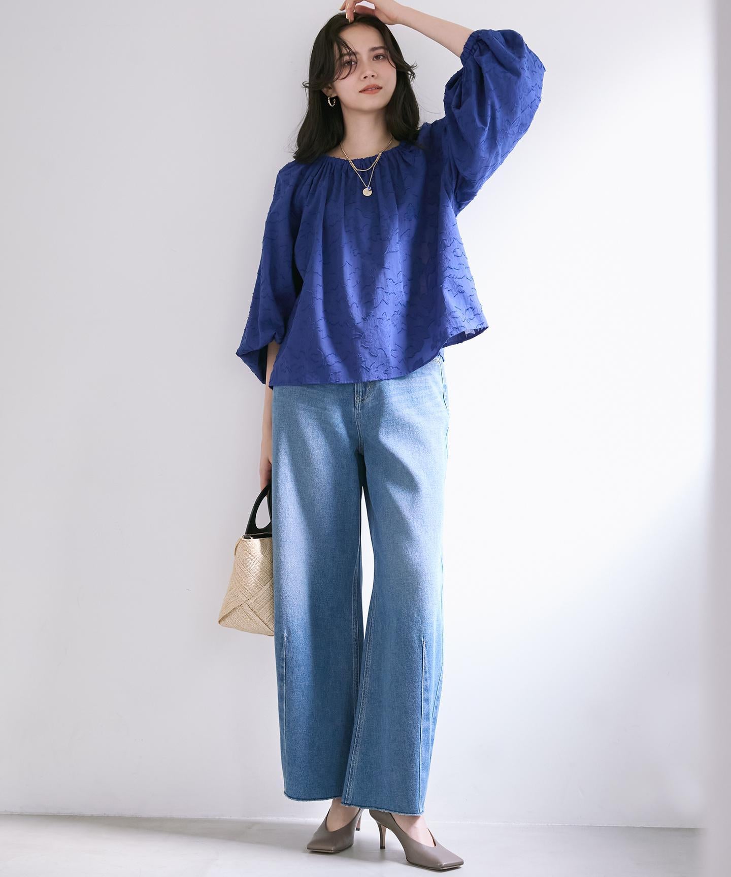LIGHT DENIM バレルワイド パンツ