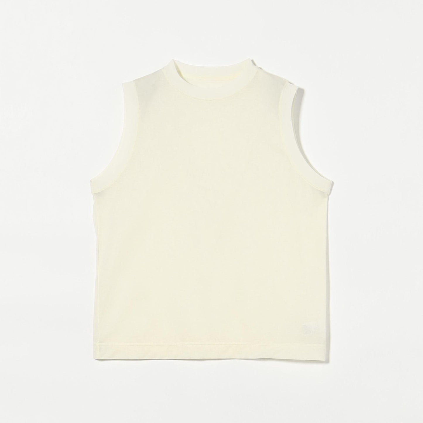 コットンナイロン クルーネック ノースリーブ Tシャツ