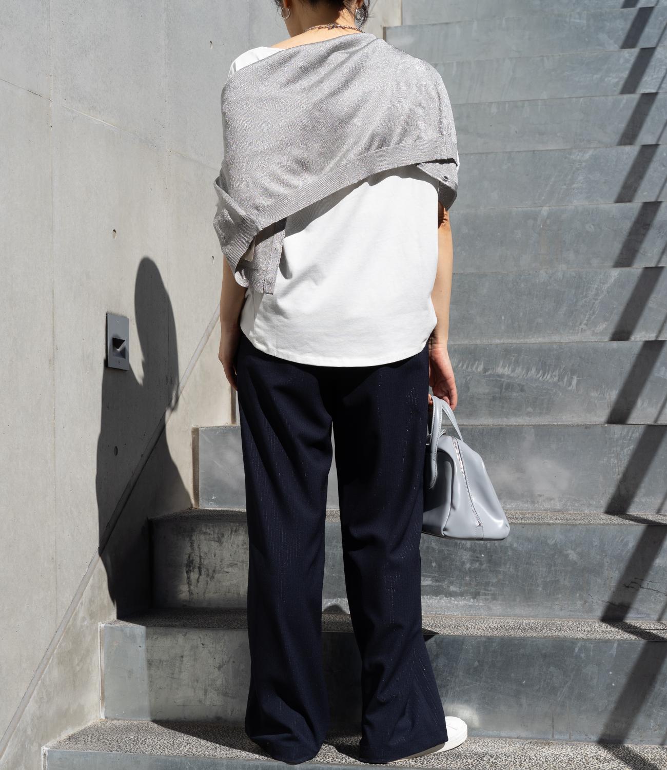 フィルムストライプストレートパンツ