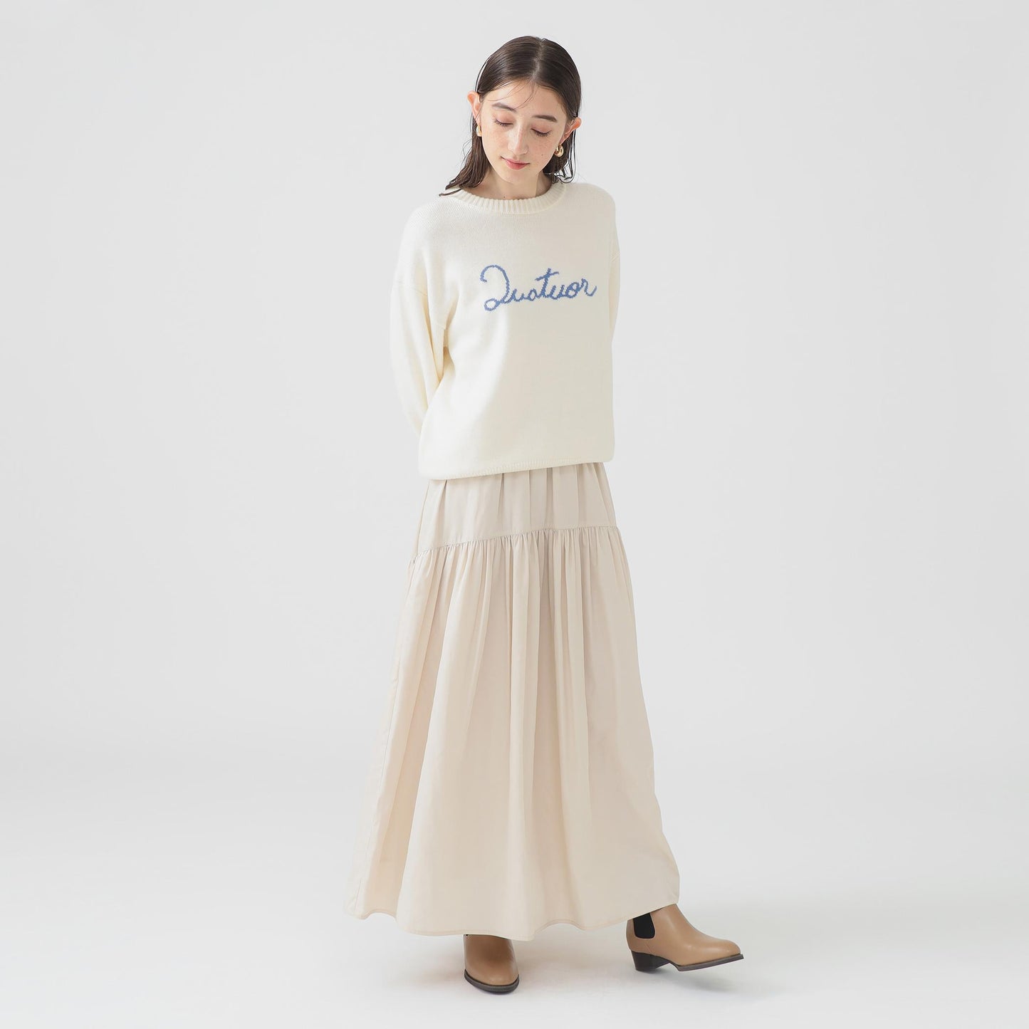 【百田夏菜子さん着用】【洗える】ツイル ギャザー スカート(S〜M)