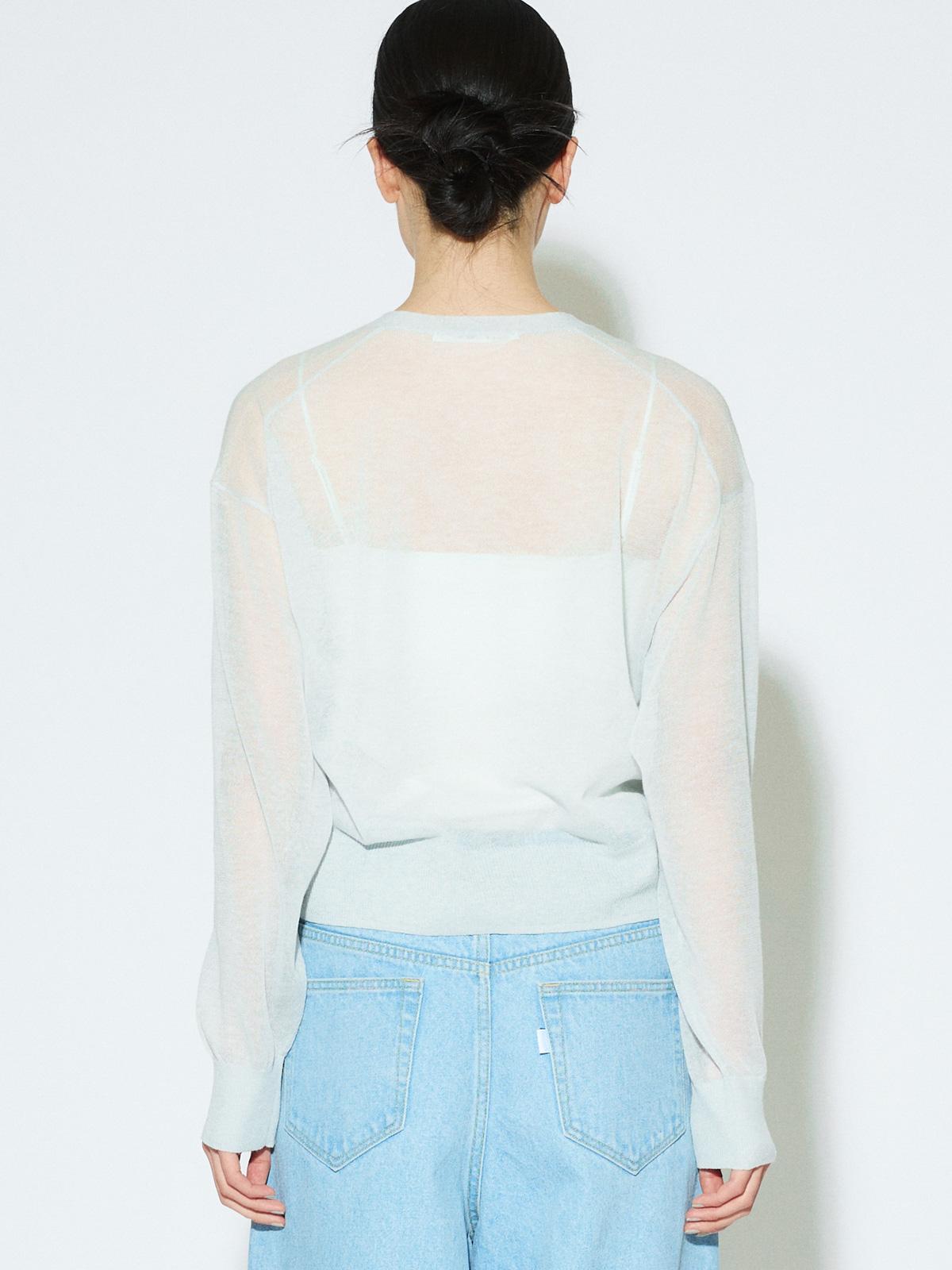 MIDIUMISOLID for Ladies シアーVネックショートカーディガン