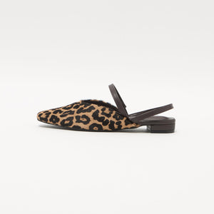 ヘアー×レザーライク コンビ フラットシューズ