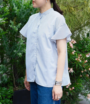 ストライプフレアスリーブブラウス