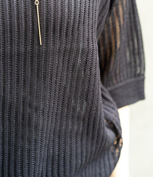 透かし柄編み5分袖ニット