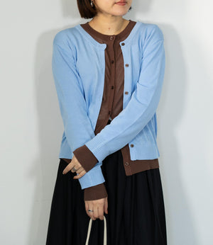 レイヤード風バイカラーカーディガン