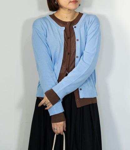 レイヤード風バイカラーカーディガン