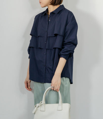 レイヤードライクダブルフリルシャツ