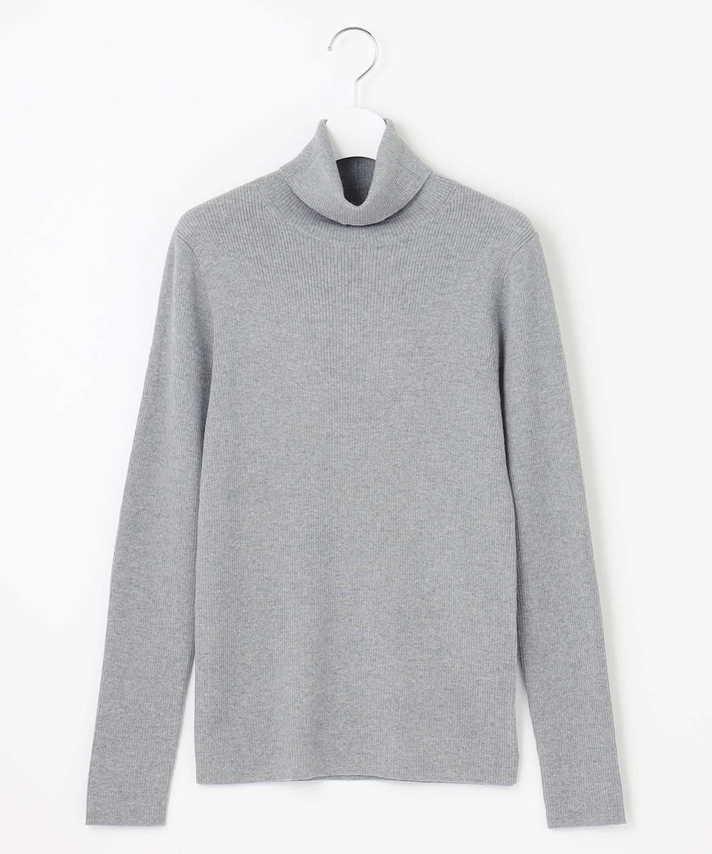 ウーステッドウール リブタートルネック ニット
