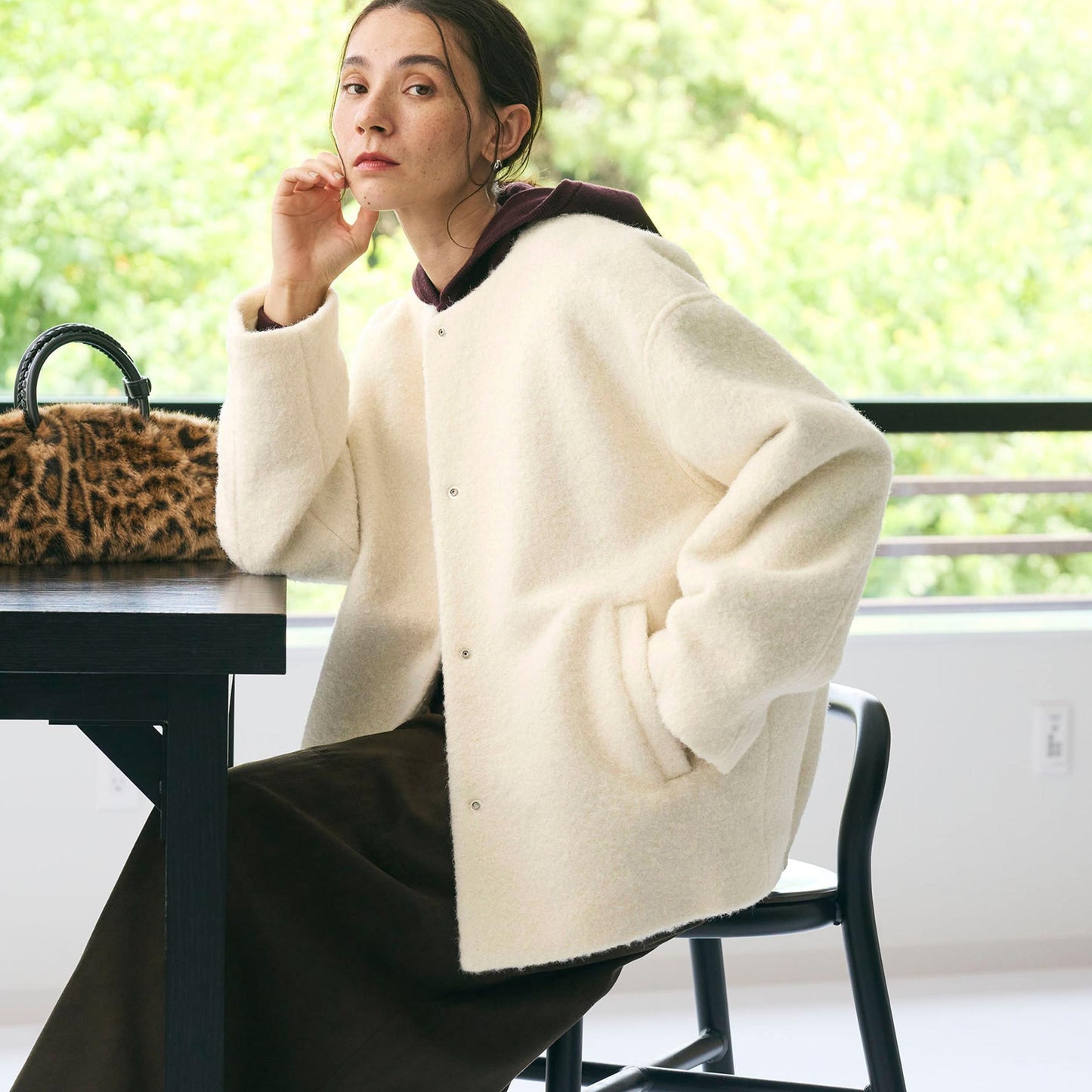 ブークレ ノーカラーブルゾン