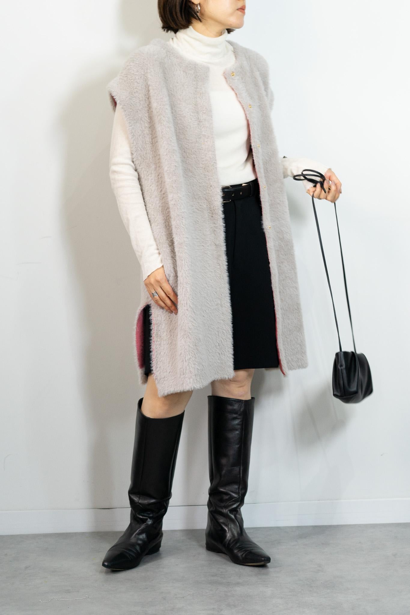 バイカラーテープシャギーニットベスト