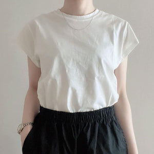 キャップスリーブシルケットTシャツ