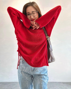 ドロストボートネックニット